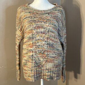 Vtg American Eagle Fall Color Cable Knit Sweater Chunky Wool Blend Y2K Sz S